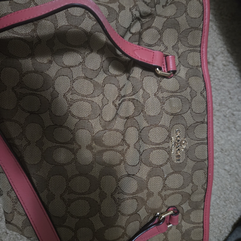 Coach Signature Canvas Tote Bag - Pink Trim